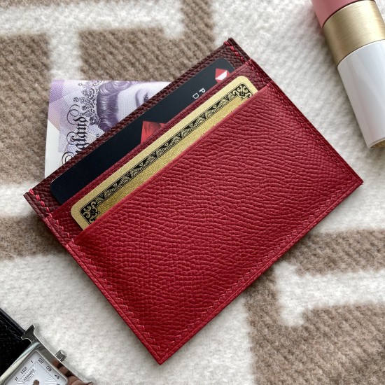 The Slim 4-Card Holder — Rouge Casaque, Rouge Grenat & Rouge H
