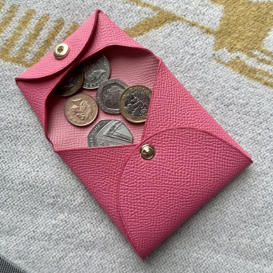 Bastia Style Double Sided Epsom Leather and Chevre Goatskin Coin Purse in Noir Bastia Style Double Sided Epsom Leather and Chevre Goatskin Coin Purse in Noir